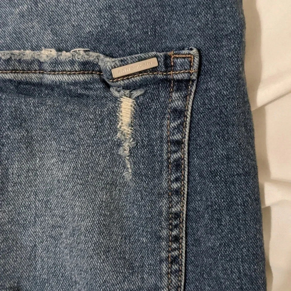 Anne Klein Distressed High Rise Taper Jeans, Color Blue Size 14 - Picture 13 of 15